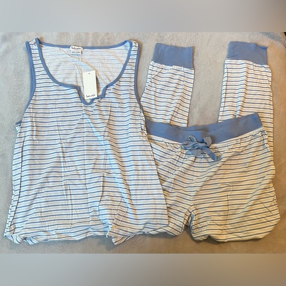 NEW Splendid Blue and White Striped Pajama Set - Picture 2 of 7